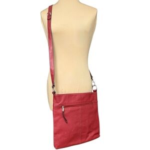 bag TIGNANELLO red leather adjustable strap crossbody minimalist 11x11x1.5